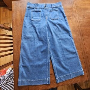 Spanx Cropped Wide Leg Washed Blue 1X NWT